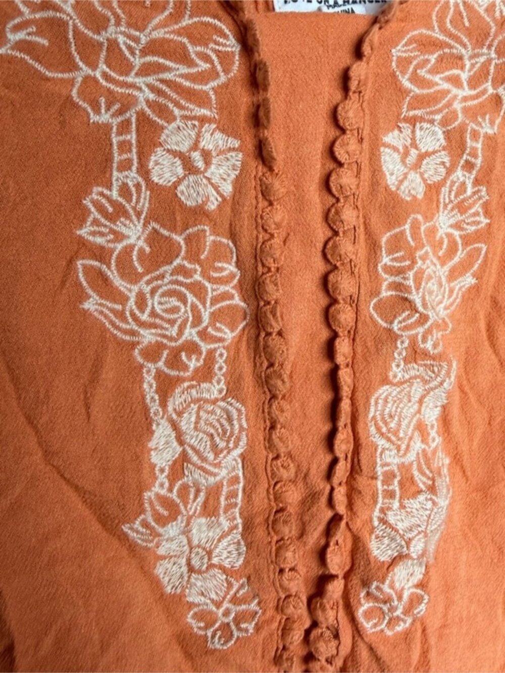 Orange Floral Embroidered Spaghetti Strap Cami - Picture 3 of 4
